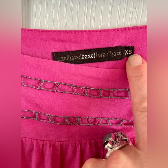 Hazel Vintage Bright Pink & Gray Embroidered Peasant blouse Extra Small XS GUC - Picture 9 of 16